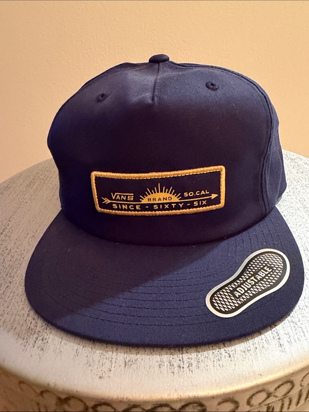 Vans Navy Snapback Hat with Gold Patch Logo